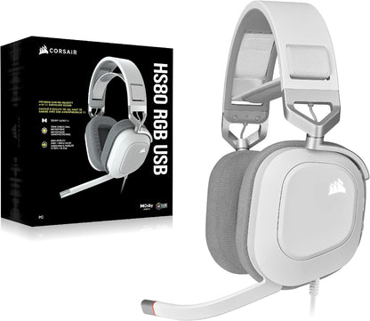 Corsair HS80 RGB USB Premium Gaming Headset with Dolby Audio 7.1 Surround Sound (Broadcast-Grade Omni-Directional Microphone, Memory Foam Earpads, High-Fidelity Sound, Durable Construction) Carbon - PuriLite