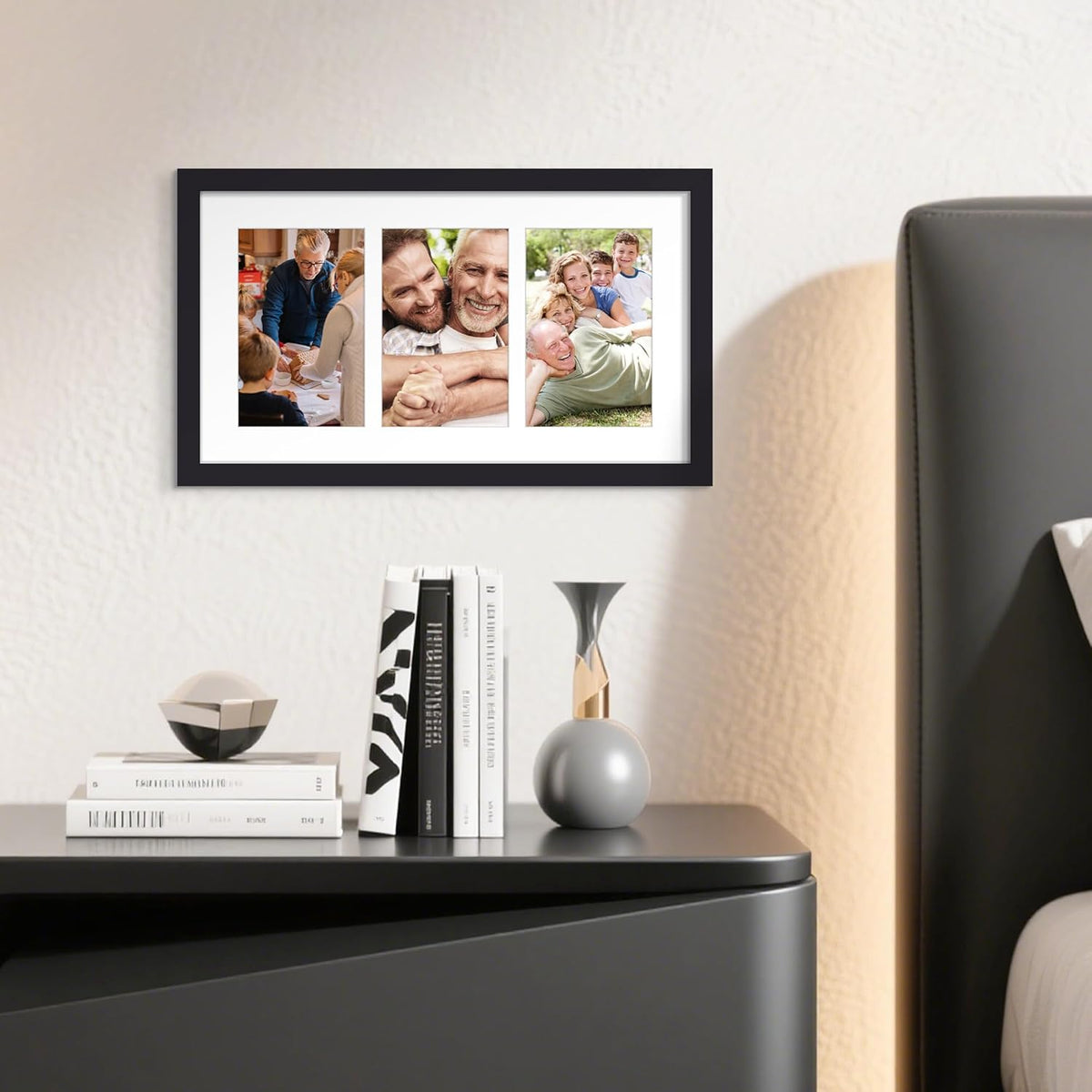 upsimples 11x14 Picture Frame, Display Pictures 8x10 with Mat or 11x14 Without Mat, Wall Hanging Photo Frames, Black - PuriLite