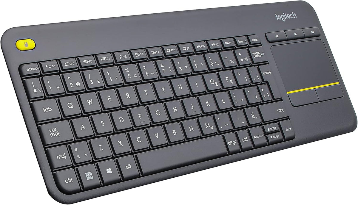 Logitech K400 Plus Wireless Touch TV Keyboard With Easy Media Control and Built-in Touchpad, HTPC Keyboard for PC-connected TV, Windows, Android, Chrome OS, Laptop, Tablet - Black - PuriLite