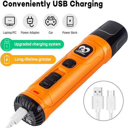 Casfuy Dog Nail Grinder with 2 LED Light - New Version 2-Speed Powerful Electric Pet Nail Trimmer Professional Quiet Painless Paws Grooming & Smoothing for Small Medium Large Dogs and Cats (Blue) - PuriLite