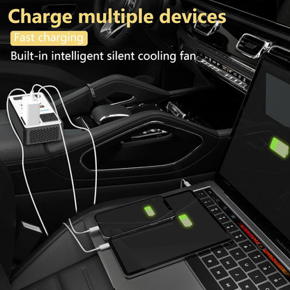 200W Car Power Inverter, PiSFAU DC 12V to 110V AC Car Plug Adapter Outlet with [20W USB-C] /USB-Fast Charger(18W) / 4.8A Dual USB/car Charger for Laptop - PuriLite