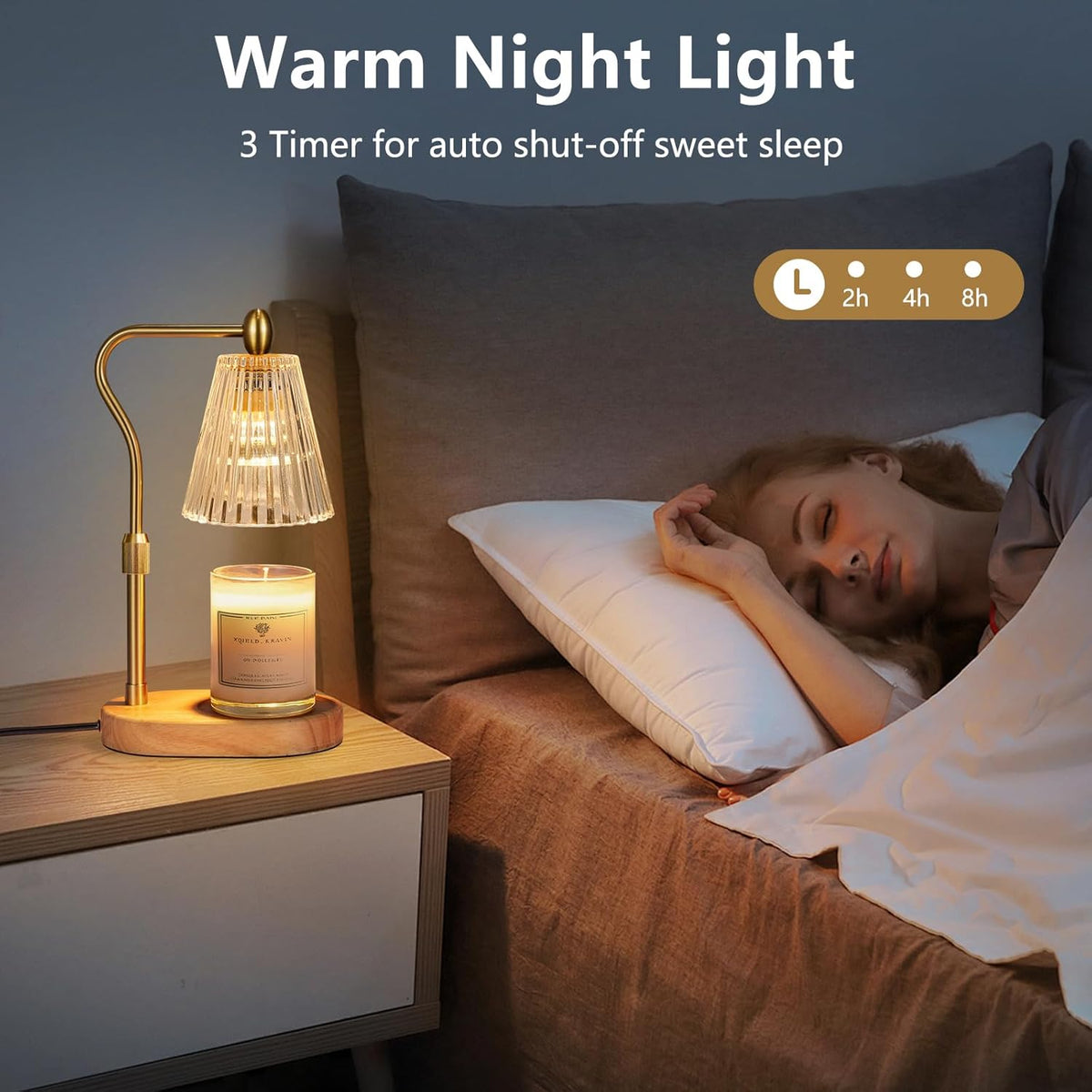 Candle Warmer Lamp with Timer and Dimmer Adjustable Height, Candle Warmer for Scented Jar Candles Home Decor Christmas Gifts - PuriLite