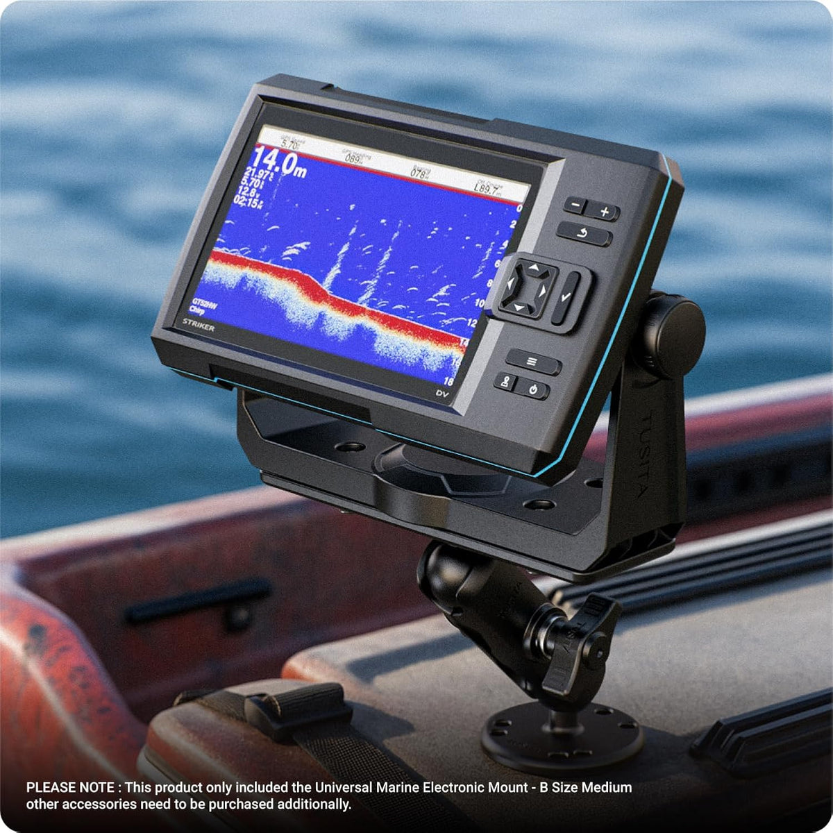 TUSITA Universal Marine Electronic Mount - B Size Medium, Aluminum Fish Finder Mount with 1" Ball for Boat, 360° Rotation, High Salt Water Resistant, Compatible with Garmin, Lowrance and More - PuriLite