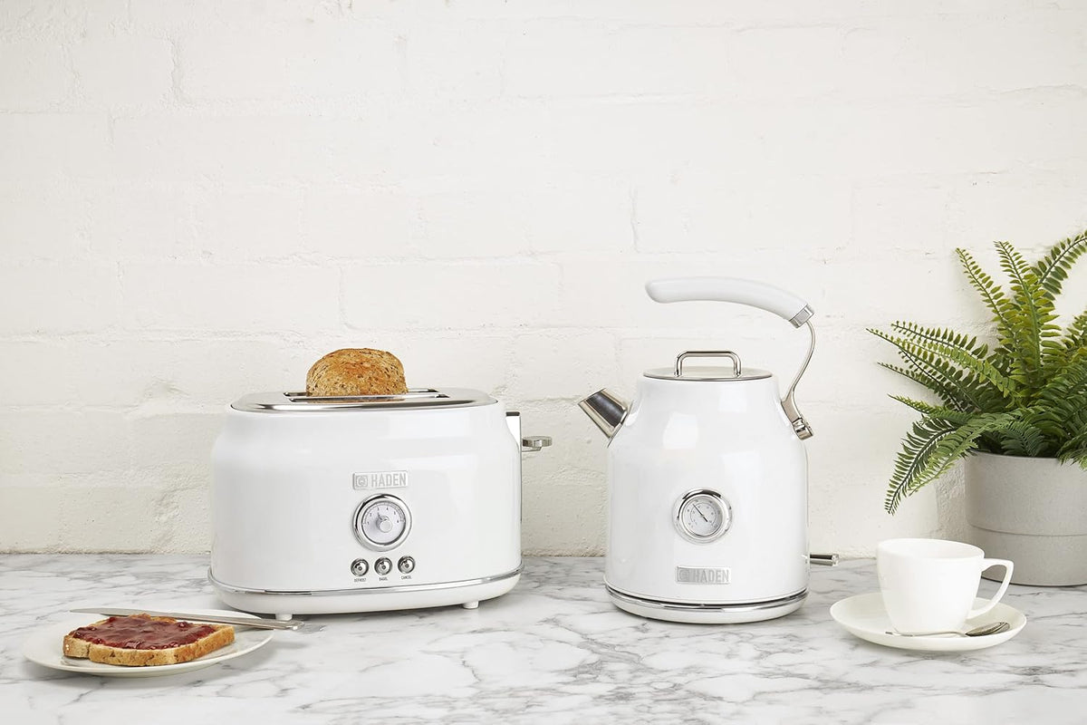Haden Dorset 75083 Stainless Steel 1500W Retro Toaster 4 Slice Wide Slot w/Removable Crumb Tray and Settings, Black/Copper Toasters w/Adjustable Browning Control, Smart Toaster - PuriLite
