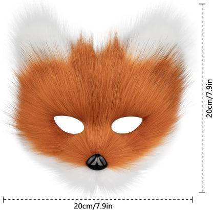 hbbhml Animal Fox Wolf Mask Halloween Party Cosplay Costumes Props Plush Cat Half Face Masks Christmas Masquerade - PuriLite