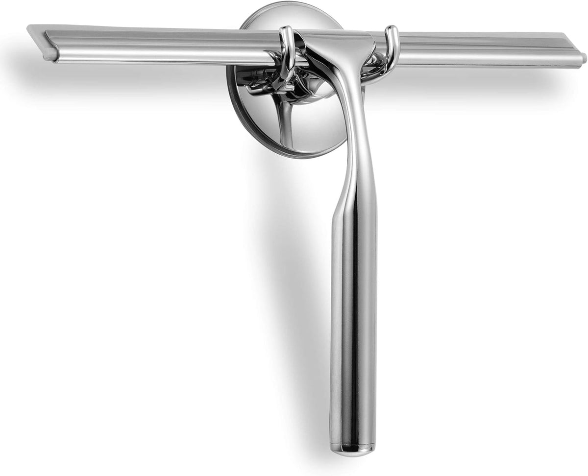 Ettori Shower Squeegee for Glass Doors, Squeegee for Shower Glass Door, Window and Car Glass, Mirrors - All-Purpose Stainless Steel Squeegee, 10 Inches and Black - PuriLite