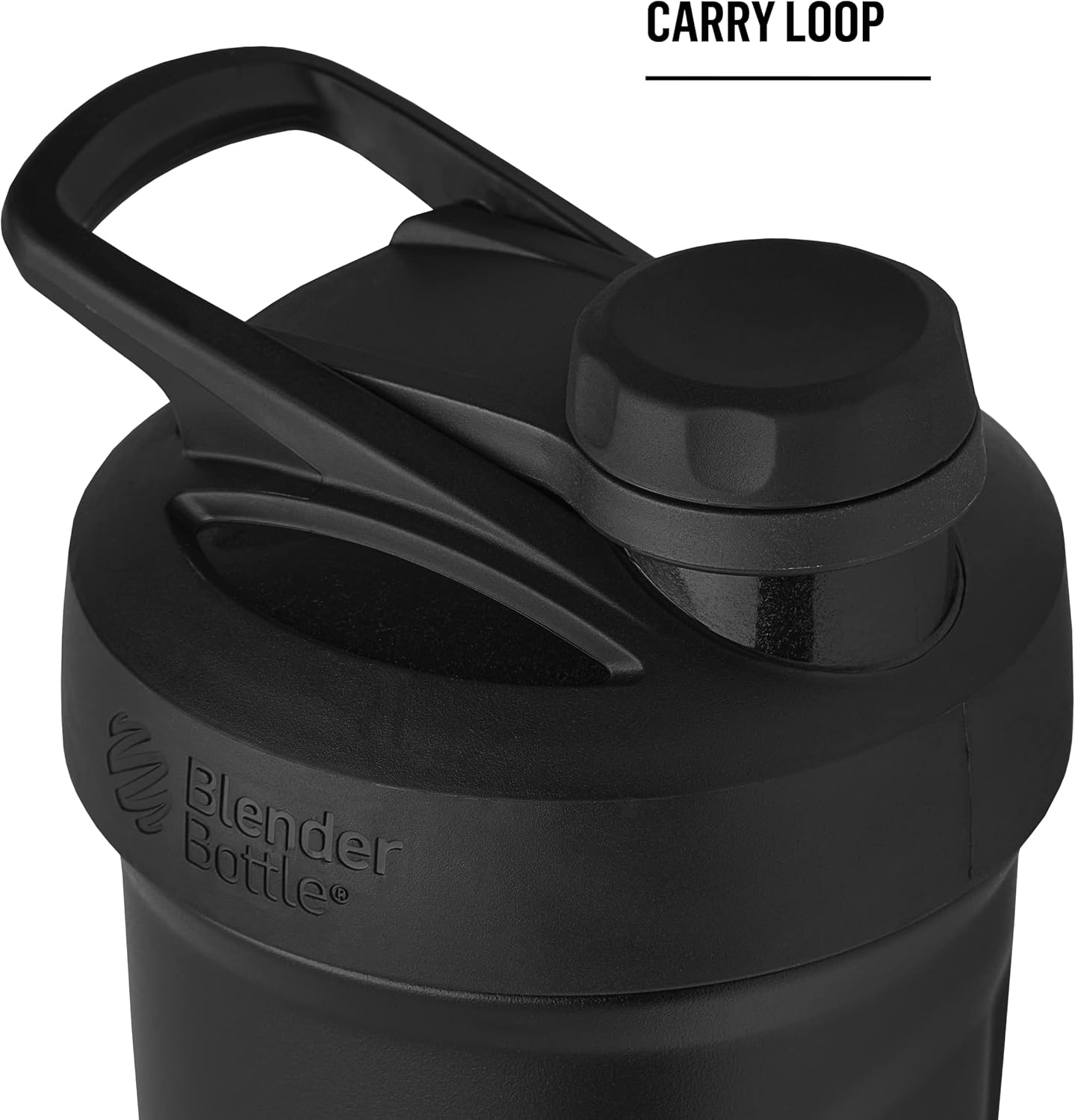 BlenderBottle Strada Twist Cap Shaker Cup Insulated Stainless Steel Water Bottle with Wire Whisk, 24-Ounce, Black - PuriLite