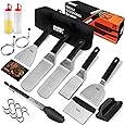 27pcs Griddle Accessories Kit for Blackstone, Professional Hibachi Flat Top Grill Tools, Enlarged Spatula Gift Set with Basting Cover，Burger Press Patty Maker for Outdoor BBQ Teppanyaki - PuriLite