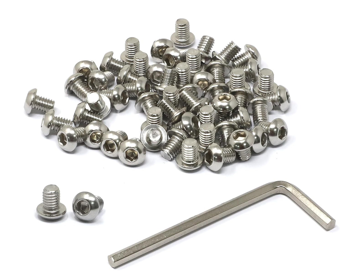 iexcell 50 Pcs M6 x 20mm Thread Pitch 1 mm Stainless Steel 304 Hex Socket Button Head Cap Screws Bolts Kit - PuriLite