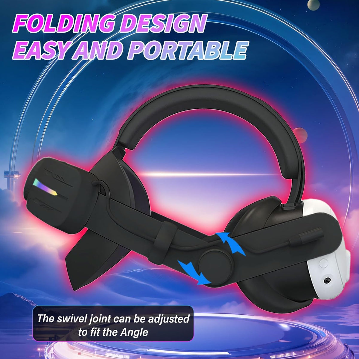 Crspexil Head Strap Battery Pack for Meta Quest 3， with Extended 12000mah Battery Pack，with RGB Light(Compatible with Meta Quest 3S) - PuriLite