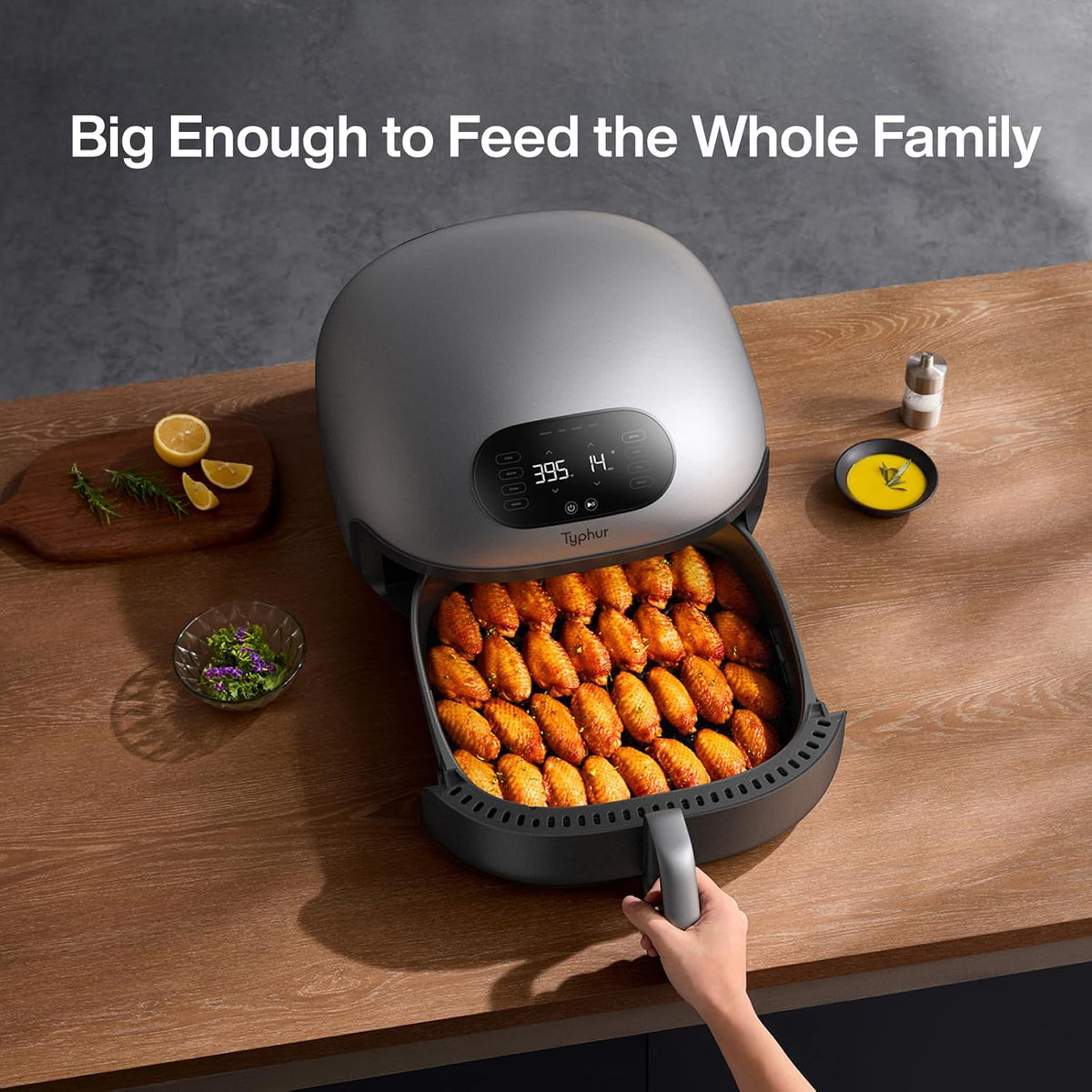 Typhur Dome 2 Air Fryer, Extra Large with Superior Airflow, Self-cleaning Smart Digital Fryer with PFAS free Basket for Quick Easy Meals, Up to 32 Chicken Wings Capacity [New Version]