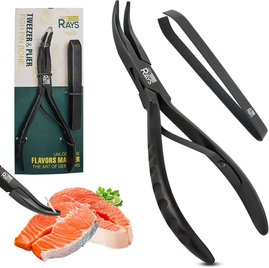 RRAYS Fish Bone Plier/Tweezer Stainless Steel - Deboning Tools for All Kinds of Fish, Small, Black - PuriLite