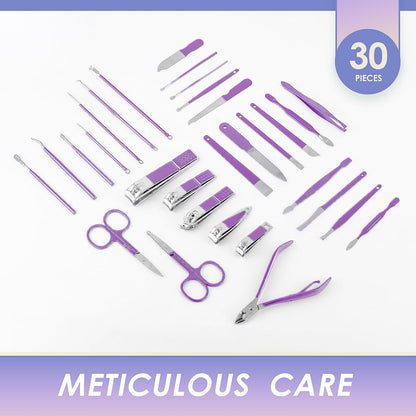 WOAMA Manicure Set 30 in 1 Nail Clipper Set Nail Kit for Women Men Stainless Steel Manicure Kit Professional with Travel Case - PuriLite