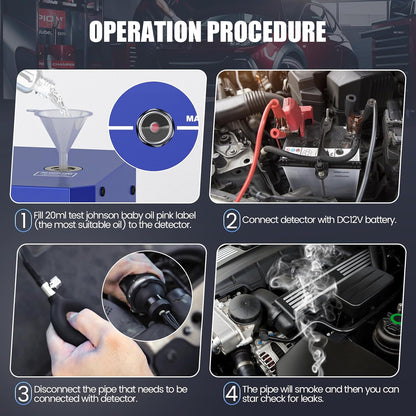 Smoke Machine Automotive Leak Detector, Smoke Machine Leak Tester for All 12V DC Vehicles in Vacuum,Fuel Diagnostic Pipe System,Built-in Air Pump (Oil Not Included)