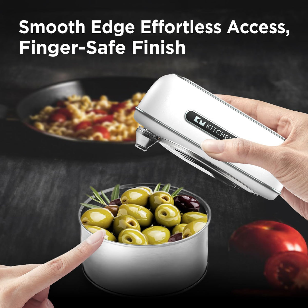Kitchen Mama Orbit One Stainless Steel Rechargeable Electric Can Opener: Hands-Free, USB-C Charging, Automatic Stop, Smooth Edge, Safety, Blade for Large Cans, Heavy Duty, Soda Can and Pop Can - PuriLite