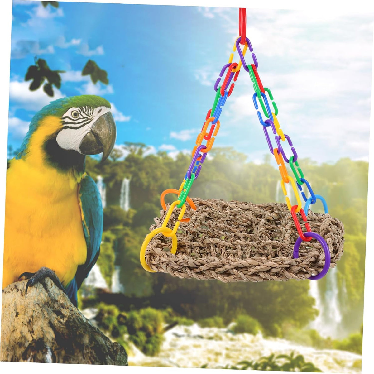 NOLITOY 3pcs Parrot Climbing Toy Woven Bird Perch for Cage Parakeet Toy Bird Swing Pet Supply