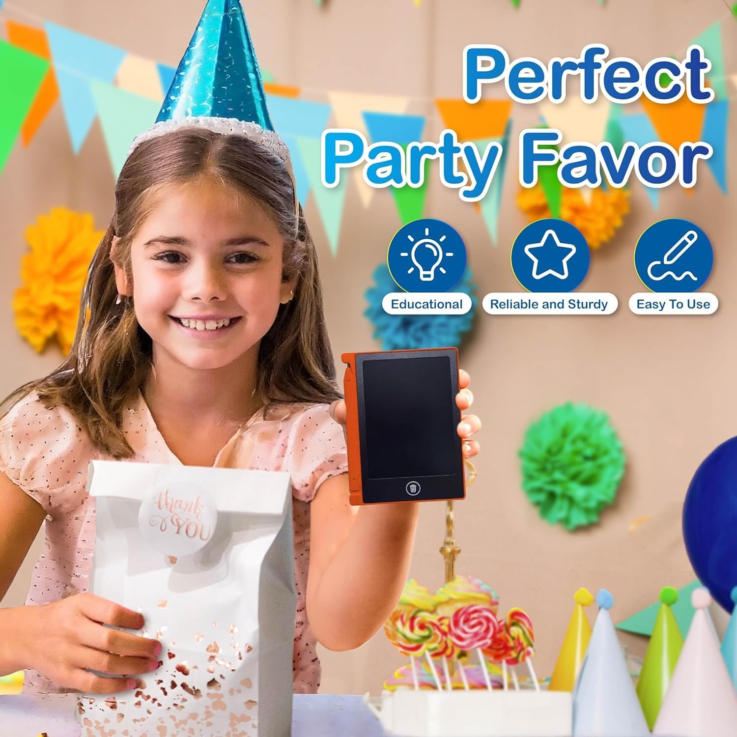 Mini LCD Writing Tablet for Kids, 12 Pack – 4.5 Inch Mini Drawing Board. Fun and Educational for Kids That Sketch and Doodle. Perfect Party Favor, Goodie Bag and Gift Bag Filler, School Prize Or Gift - PuriLite