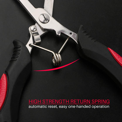 Fishing Pliers Stainless Steel Hook Remover Braid Cutter Rustproof Saltwater Split Ring Pliers Fishing Multi-Tools with Sheath and Lanyard - PuriLite