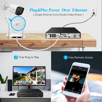 (4K/8.0MP,130°Ultra Wide Angle,2-Way Audio) Wired PoE Camera System with Monitor Outdoor IP Camera for House Indoor Home Security Systems, PIR Surveillance Cameras Video DVR Set - PuriLite