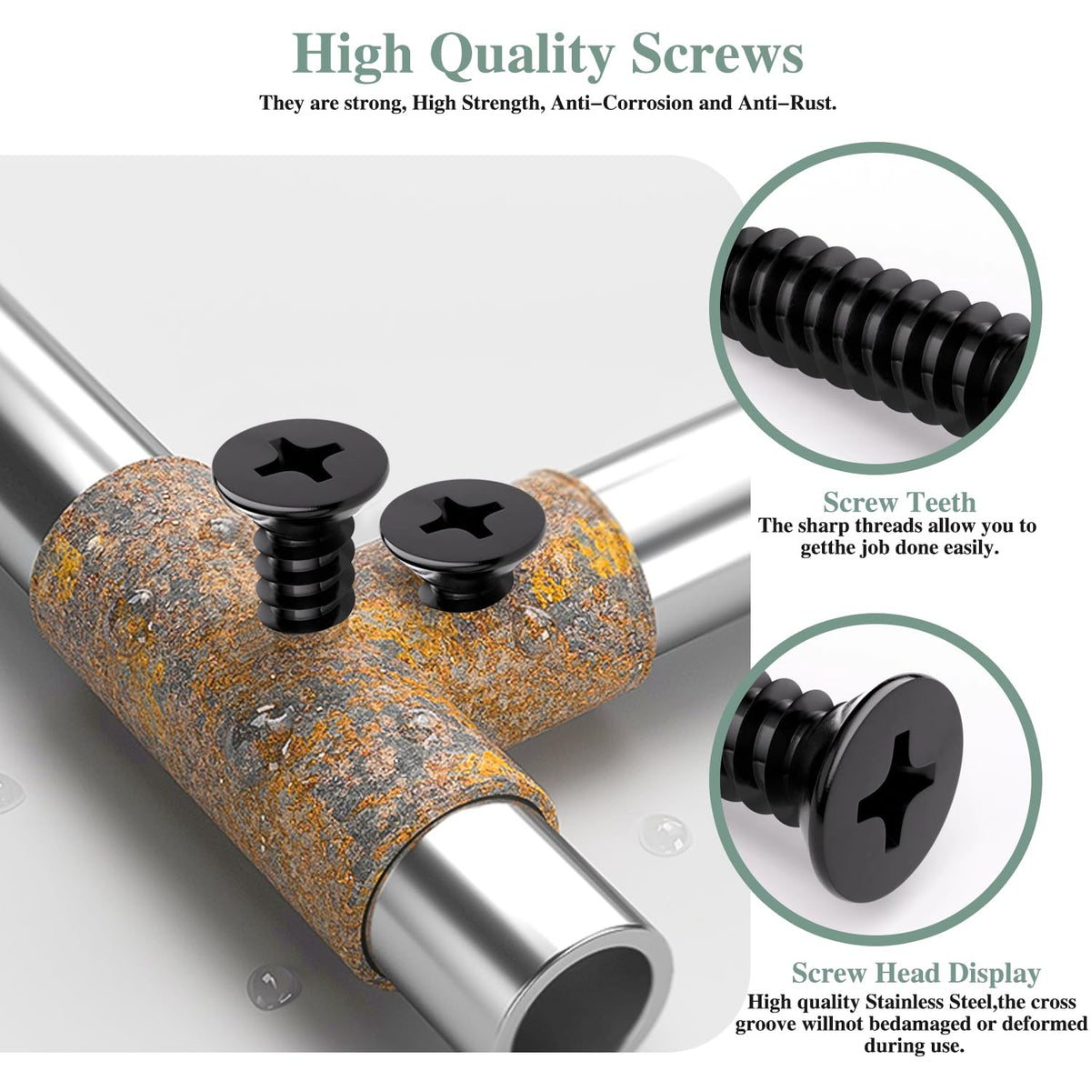 GOHODOMINO #4 x 1/2" Wood Screw 100Pcs, Stainless Steel 304 (18-8) Screws Flat Head Phillips Fast Self Tapping Drywall Screws Black Oxide - PuriLite