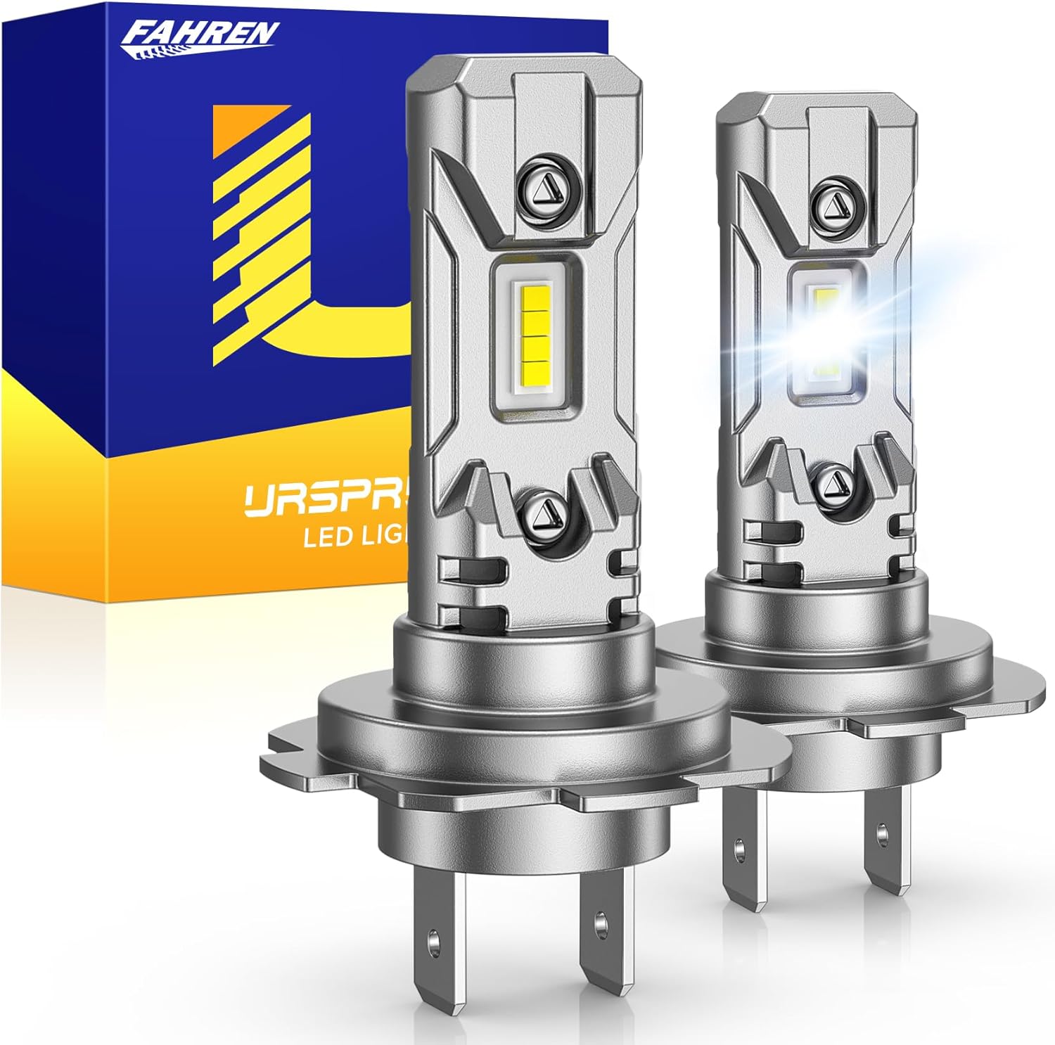 FAHREN H11 H9 LED Headlight Bulbs, 40000LM Super Bright H11 LED Bulb with Canbus Driver, 360° Adjustable Light Angle Halogen Replacement Kit, 6500K White IP68 Waterproof, Pack of 2 - PuriLite