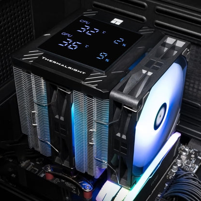 Thermalright Peerless Assassin 120 Digital ARGB Black CPU Air Cooler, Digital Screen Top Cover,6 Heatpipes Computer CPU Cooler, for AM4/AM5,Intel LGA1700/1851/1150/1151/1200,PC Cooler-Black ARGB - PuriLite