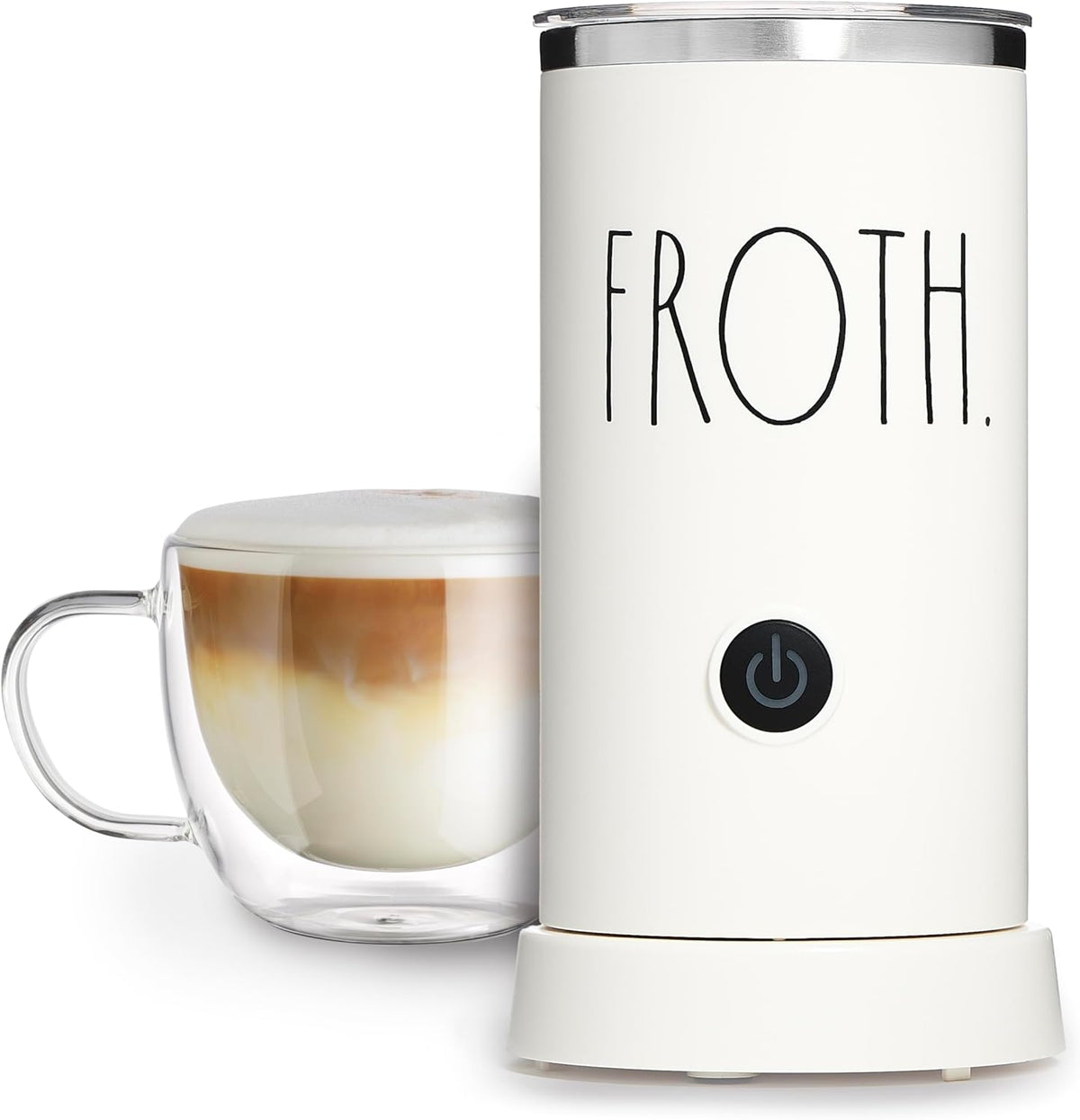 Rae Dunn - Electric Milk Frother - Elegant Automatic Milk Steamer and Frother, Milk Warmer, Hot and Cold Frothing Machine for Coffee, Latte, Cappuccino, Macchiato, - PuriLite