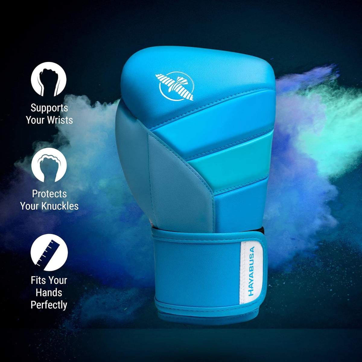 Hayabusa T3 Boxing Gloves for Men and Women Wrist and Knuckle Protection, Dual-X Hook and Loop Closure, Splinted Wrist Support, 5 Layer Foam Knuckle Padding - PuriLite
