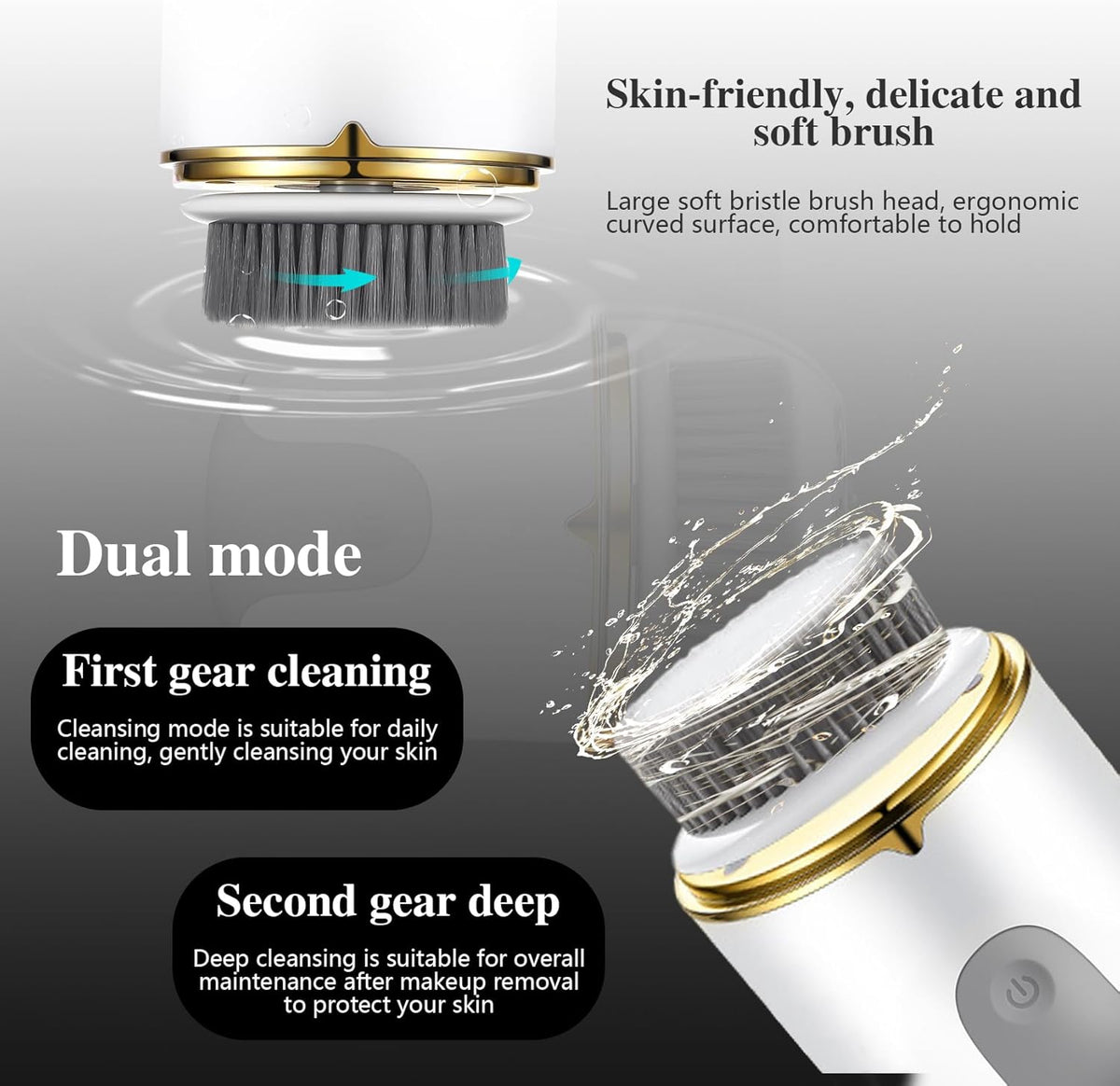 Facial Cleansing Brush,Face Scrubber,Electric Face Cleansing Brush,Comes with Three Replaceable Brush Heads,and USB Rechargeable,Electric Exfoliating Rotating Massage Device Waterproof Deep Cleaning - PuriLite