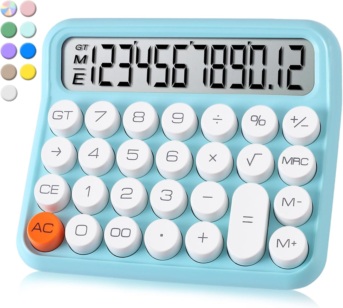 VEWINGL Mechanical Switch Calculator, 12 Digit Large LCD Display and Buttons, Great for Everyday Life and Basic Office Work, with Battery - PuriLite