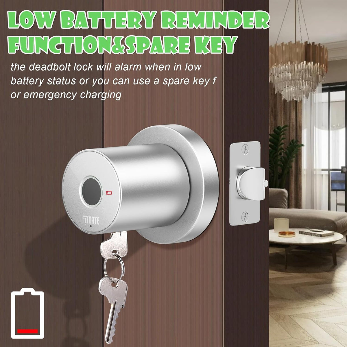 FITNATE Fingerprint Door Knob, Smart Biometric Door Lock with App Control, Keyless Entry Door Knob with Bluetooth Digital Code, Touch to Open Knob for Bedroom,Home,Hotel,Office, Black - PuriLite