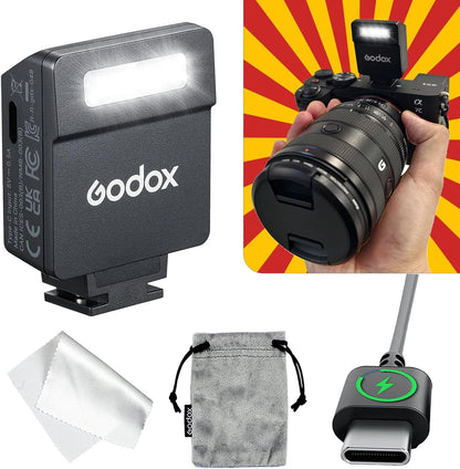 Godox Flash Godox iM22 Mini Camera Flash - GN10/470 mAh/Type-c Charge/440 Full-Power Flashes/3s Recycle Times/5 Power Levels/Manual, Camera Flash for Sony zv1/Sony zve10/Ricoh gr3/Fujifilm f1 etc. - PuriLite