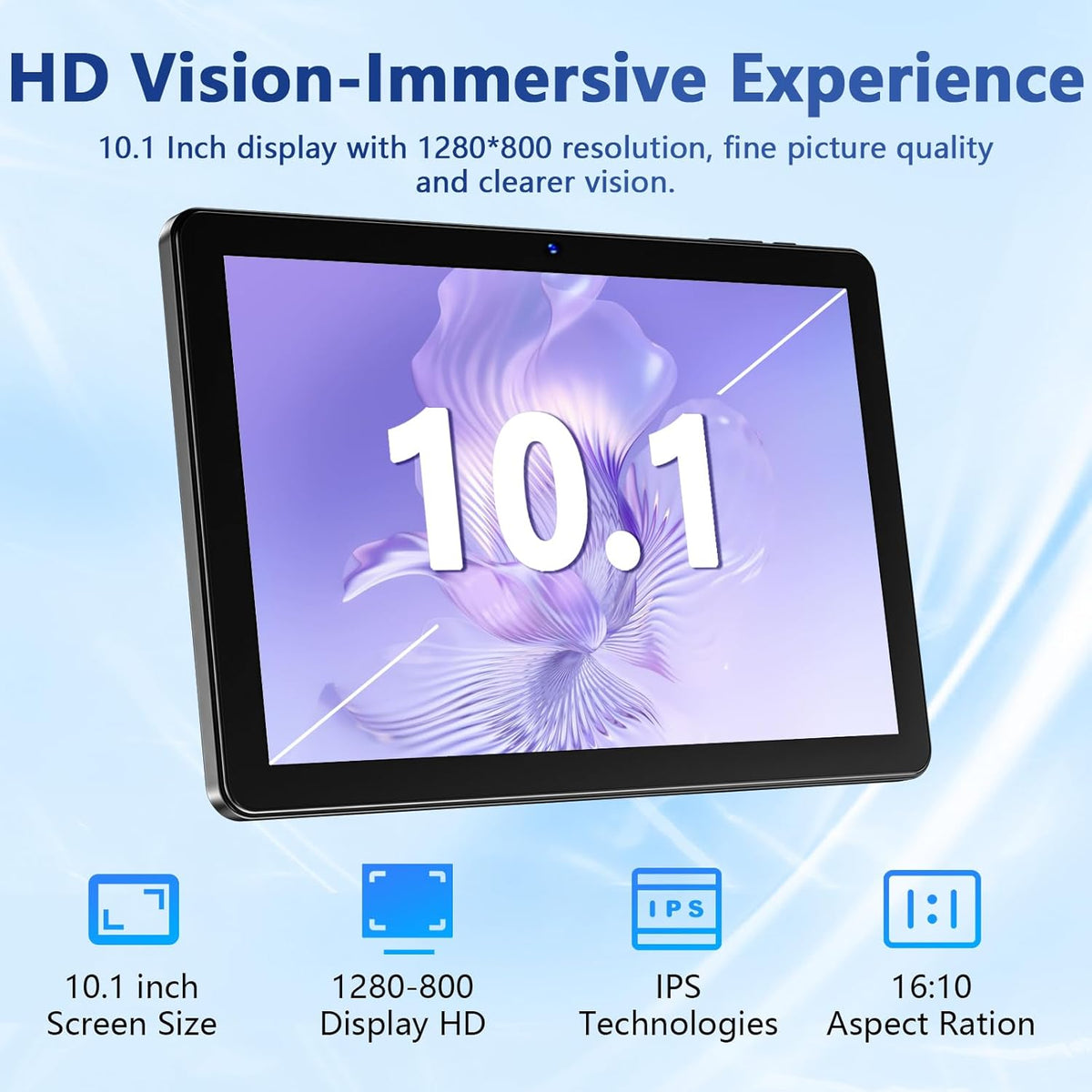 Tablet 10 Inch, 2025 Android 15 Newest Tablets, 18GB+128GB, 1TB Expand, Widevine L1 Compatible Octa-Core Tablet with WiFi 6, 6000mAh Battery, Dual Camera(5MP+8MP) - PuriLite