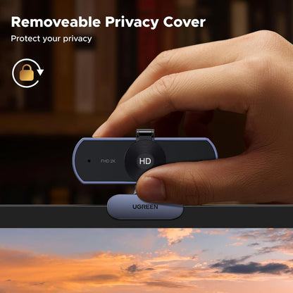 UGREEN 2K Webcam, Webcam for PC Ultra HD 1440P Computer Camera with Microphone, PC Camera with Privacy Cover, USB-A Web Camera for Streaming, Conferencing, Video Calling, Zoom, Skype, Teams, Facetime - PuriLite