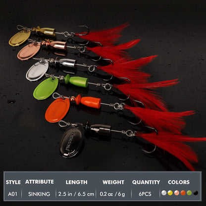 TRUSCEND Fishing Spinners with Unique Double Spoons, Nano-Plated Rooster Tail Fishing Lures with Copper Body & Blade, Great Action Blade Bait for Bass Trout Walleye, Freshwater Ice Fishing Jigs - PuriLite