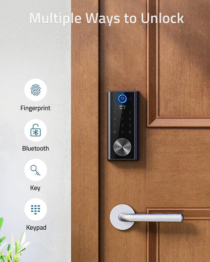 eufy Security E130 Smart Lock Touch, Fingerprint Keyless Entry Door Lock, Bluetooth Electronic Deadbolt, Touchscreen Keypad, IP65 Weatherproofing, Compatible with Wi-Fi Bridge (Sold Separately) - PuriLite