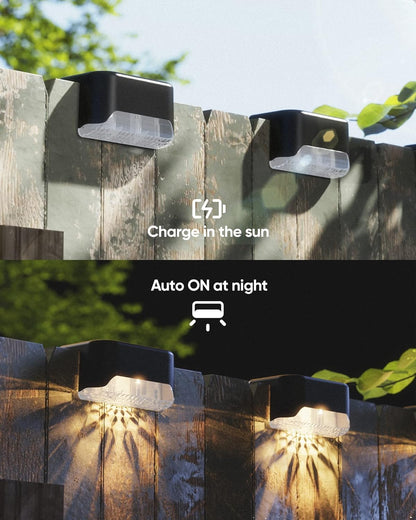 Solar Deck Lights 16 Pack Solar Fence Light Solar Powered Outdoor Step Light IP65 Waterproof LED Solar Pathway Light for Deck Fence Railing Garden Patio StairYard, Black - PuriLite