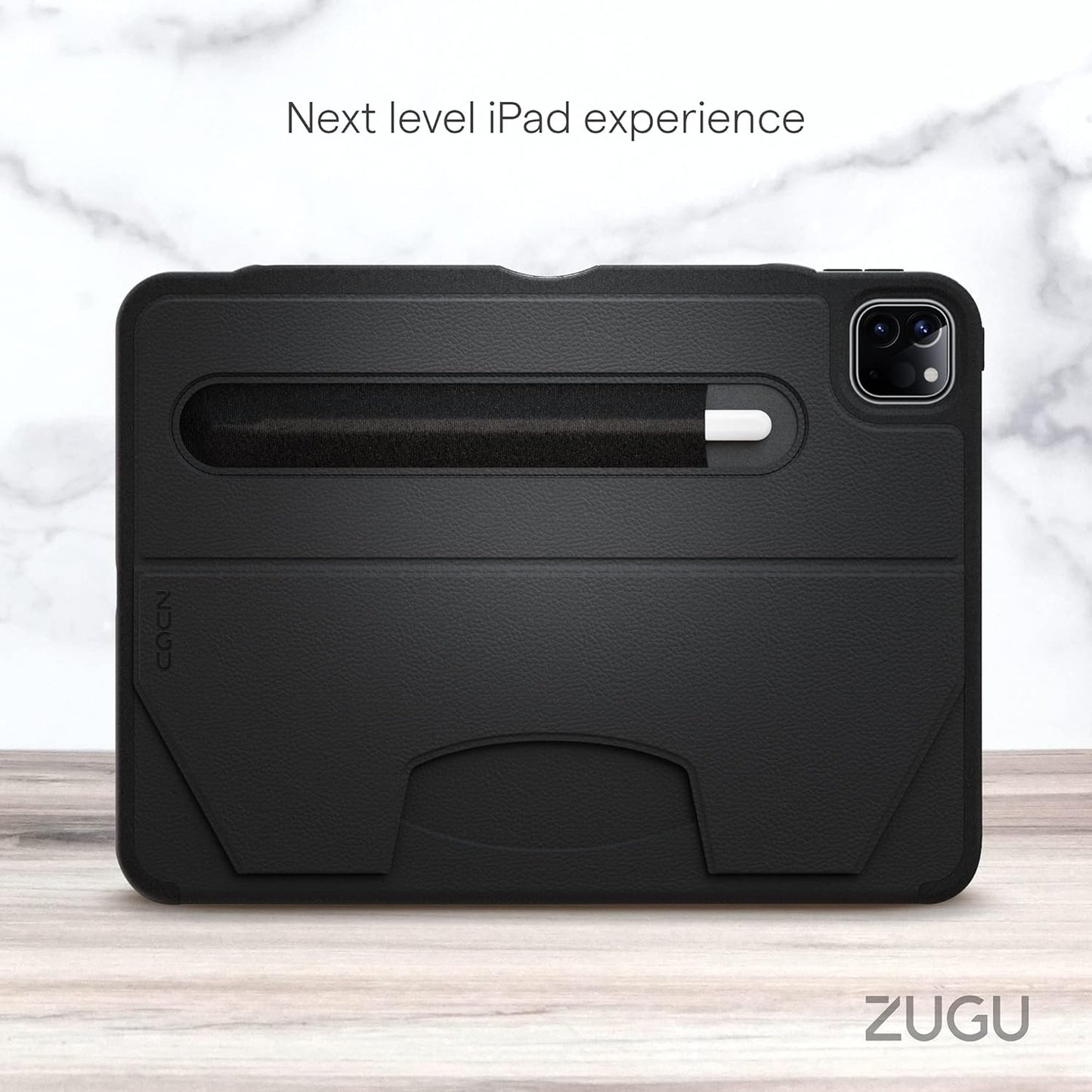 ZUGU iPad Pro 12.9 Case 2022/2021 6th & 5th Generation - Ultra Slim Protective Cover - Wireless Apple Pencil Charging - Convenient 10-Angle Magnetic Stand & Auto Sleep/Wake [ Black ] - PuriLite