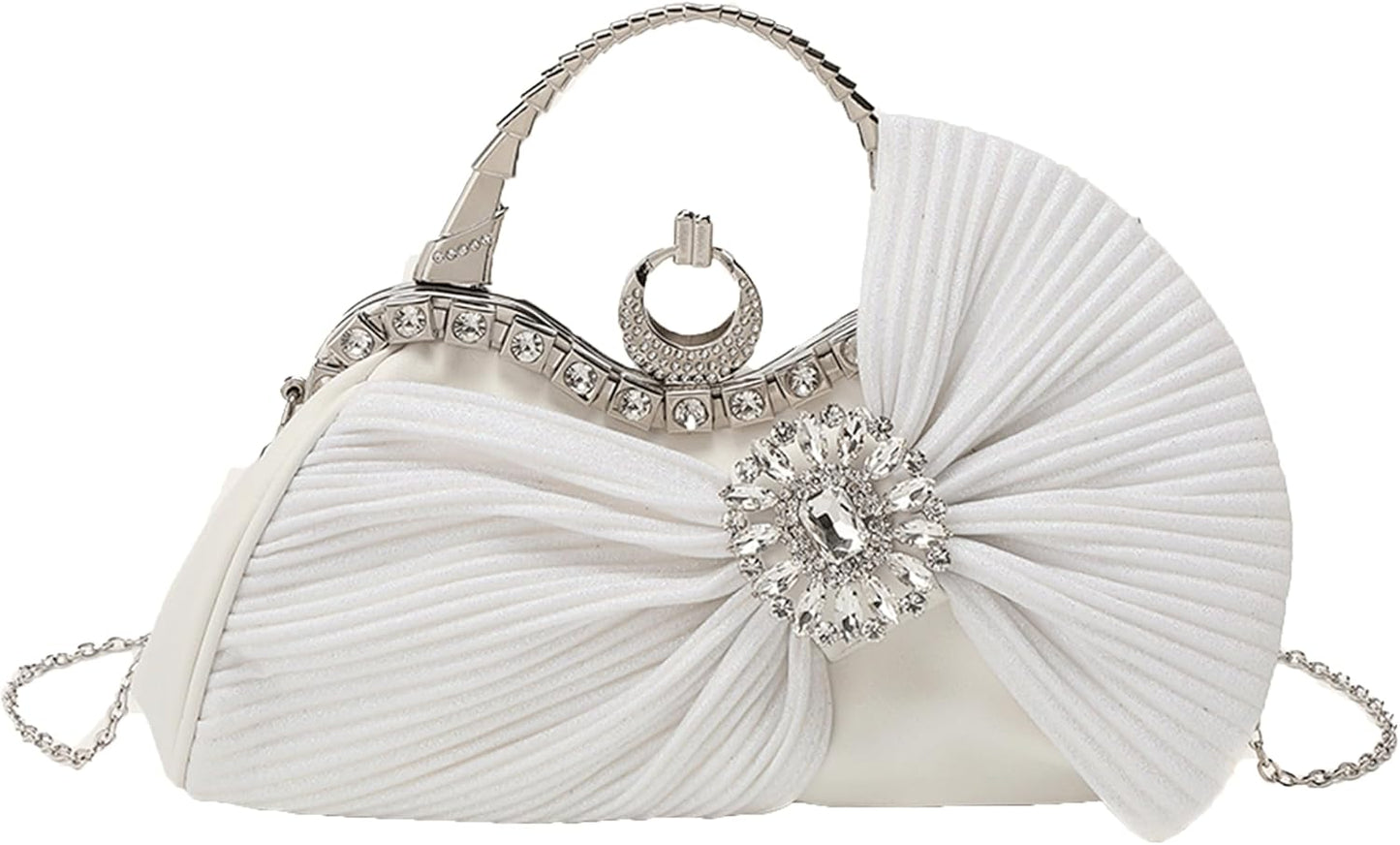 Buric Clutch Purses for Women Rhinestone Evening Handbag Bridal Wedding Prom Purse Formal Party Bow Tie Clutch for Women - PuriLite