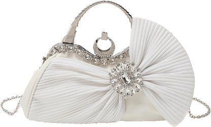 Buric Clutch Purses for Women Rhinestone Evening Handbag Bridal Wedding Prom Purse Formal Party Bow Tie Clutch for Women - PuriLite