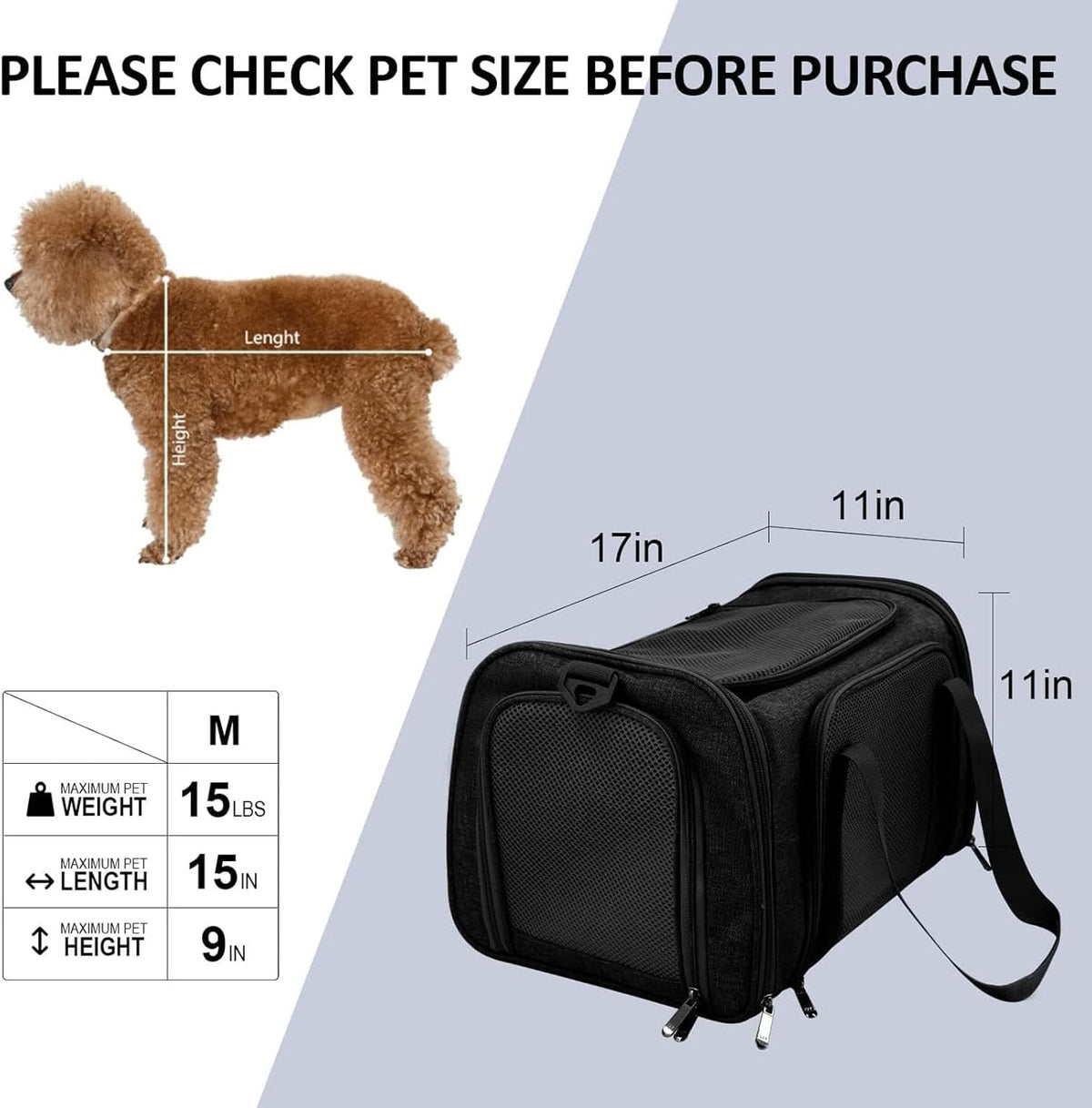 SFBAIHEN Cat Carriers Dog Carrier Pet Carrier for Small Medium Cats Dogs Puppies up to 15 Lbs, TSA Airline Approved Small Dog Carrier Soft Sided, Collapsible Waterproof Travel Puppy Carrier (Pink) - PuriLite
