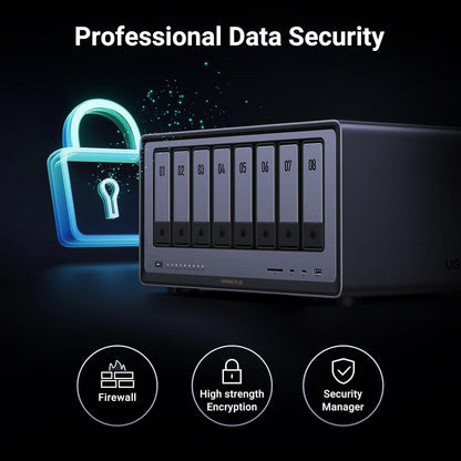 UGREEN NASync DXP4800 Plus 4-Bay Desktop NAS, Intel Pentium Gold 8505 5-Core CPU, 8GB DDR5 RAM, 128G SSD, 1 * 10GbE, 1 * 2.5GbE, 2 * M.2 NVMe Slots, 4K HDMI, Network Attached Storage (Diskless) - PuriLite