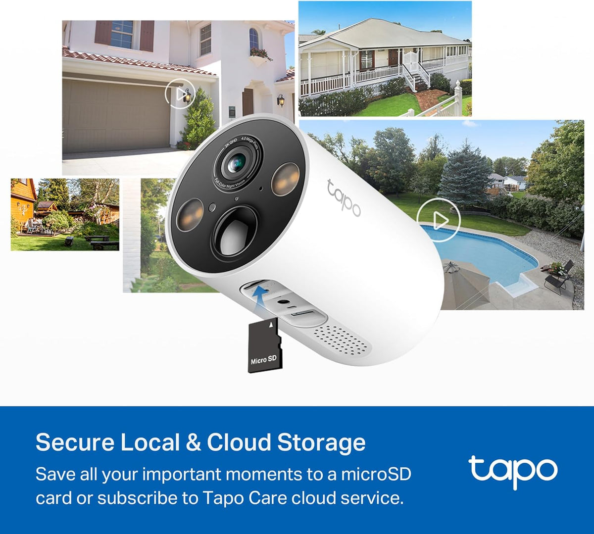 TP-Link Tapo Solar-Powered Security Camera Kit, 2K Wireless Battery Camera w/Solar Panel Base, Smart Person Detection, SD/Cloud Storage, Spotlight Color Night Vision, No Hub Needed (Tapo C410 KIT) - PuriLite