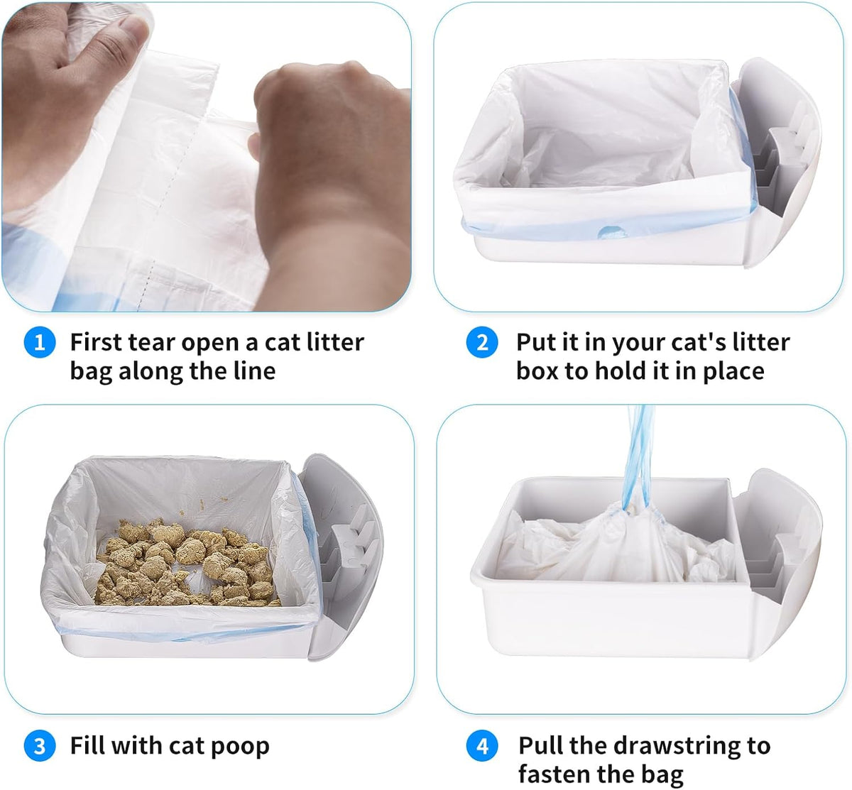 120 Count Extra Large Cat Litter Box Liners, Cat Litter Waste Receptacles Bags for Cleanpethome Self-Cleaning Cat Litter Box - PuriLite
