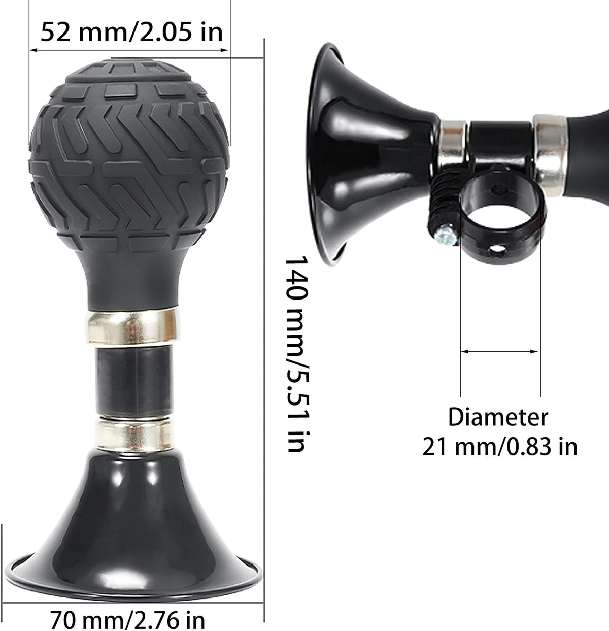 KEWAYO 120 db Classic Clown Bugle Horn, High-Decibel Metal Bike Horn Bicycle Bell for Road Bike, MTB, Folding Bike, Cruiser Bike, Vehicles Golf Cart - PuriLite