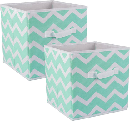 DII Foldable Fabric Storage Containers for Nurseries, Offices, Closets, Home Decor, Cube Organizers & Everyday Storage Needs, (Large - 11 x 11 x 11) Scroll Nautical Blue - Set of 2 - PuriLite