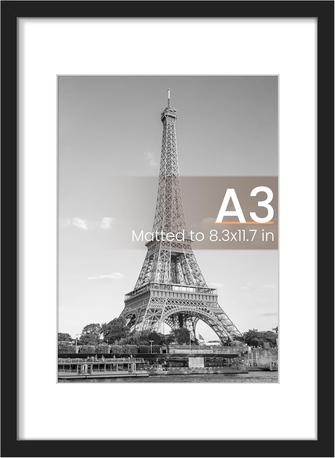 upsimples 11x14 Picture Frame, Display Pictures 8x10 with Mat or 11x14 Without Mat, Wall Hanging Photo Frames, Black - PuriLite