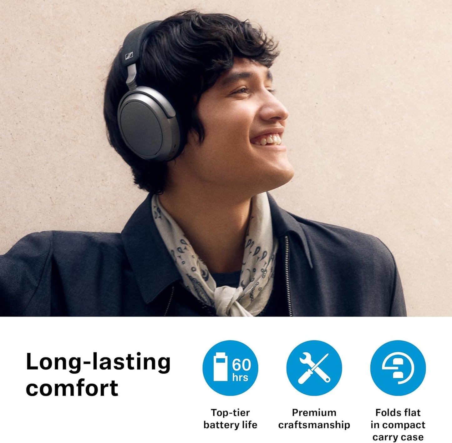 Sennheiser Consumer Audio Momentum 4 Wireless Headphones - Bluetooth Headset for Crystal-Clear Calls with Adaptive Noise Cancellation, 60h Battery Life, Customizable Sound - Pride - PuriLite