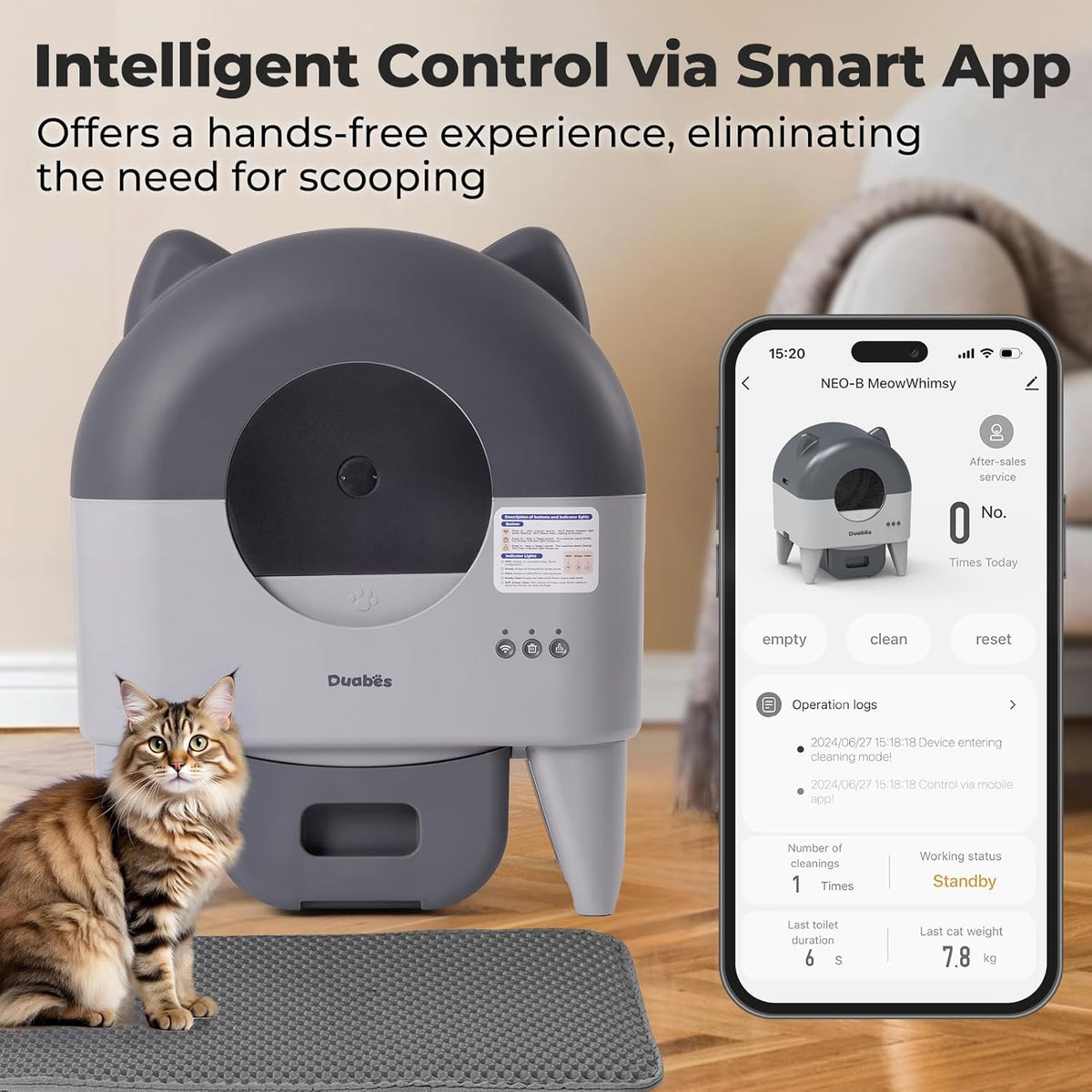 Self Cleaning Litter Box Automatic: Extra Large Self-Cleaning for Multiple Cats - APP-Controlled with Smart Sensors - Odor-Free - Safety Protection - Low Noise with Anti-Track Litter Mat - PuriLite