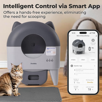 Self Cleaning Litter Box Automatic: Extra Large Self-Cleaning for Multiple Cats - APP-Controlled with Smart Sensors - Odor-Free - Safety Protection - Low Noise with Anti-Track Litter Mat - PuriLite